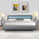 Queen Size Upholstered Platform Bed Frame with LED Lighting