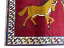 4 X 7 Handmade Hand-Knotted Quality Wool Rug Horses Zagros Red Mustard Gold New