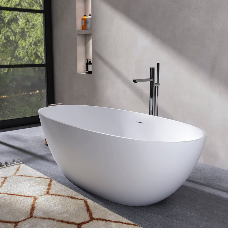 70.87 Inch Freestanding Solid Surface Soaking Bathtub, photo 4 of 10