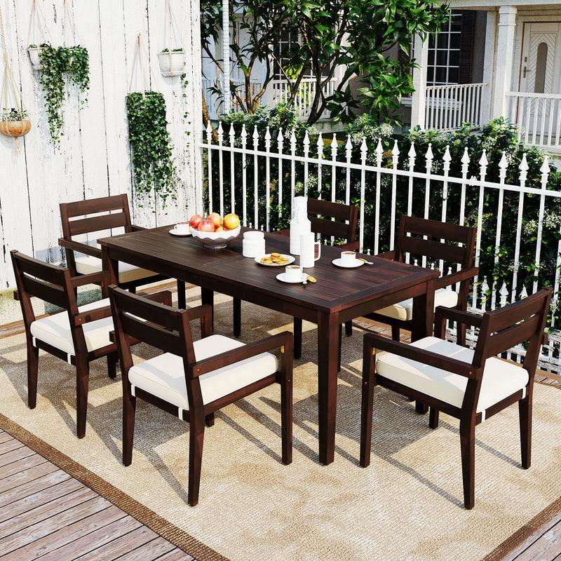 Acacia Wood Outdoor Dining Table And Chairs Suitable For Patio, Balcony Or Backyard