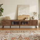 76" TV Stand, Entertainment Center With Storage Cabinets, TV Media Console Table For Living Room - Natural