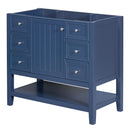 36" Bathroom Vanity without Sink, Cabinet Base Only, One Cabinet and three Drawers, Blue