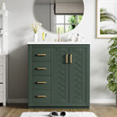 Ceramic Sink Combo, Freestanding Vanity Set With 3 Drawers & Soft Closing Doors by Unique Piece Furniture