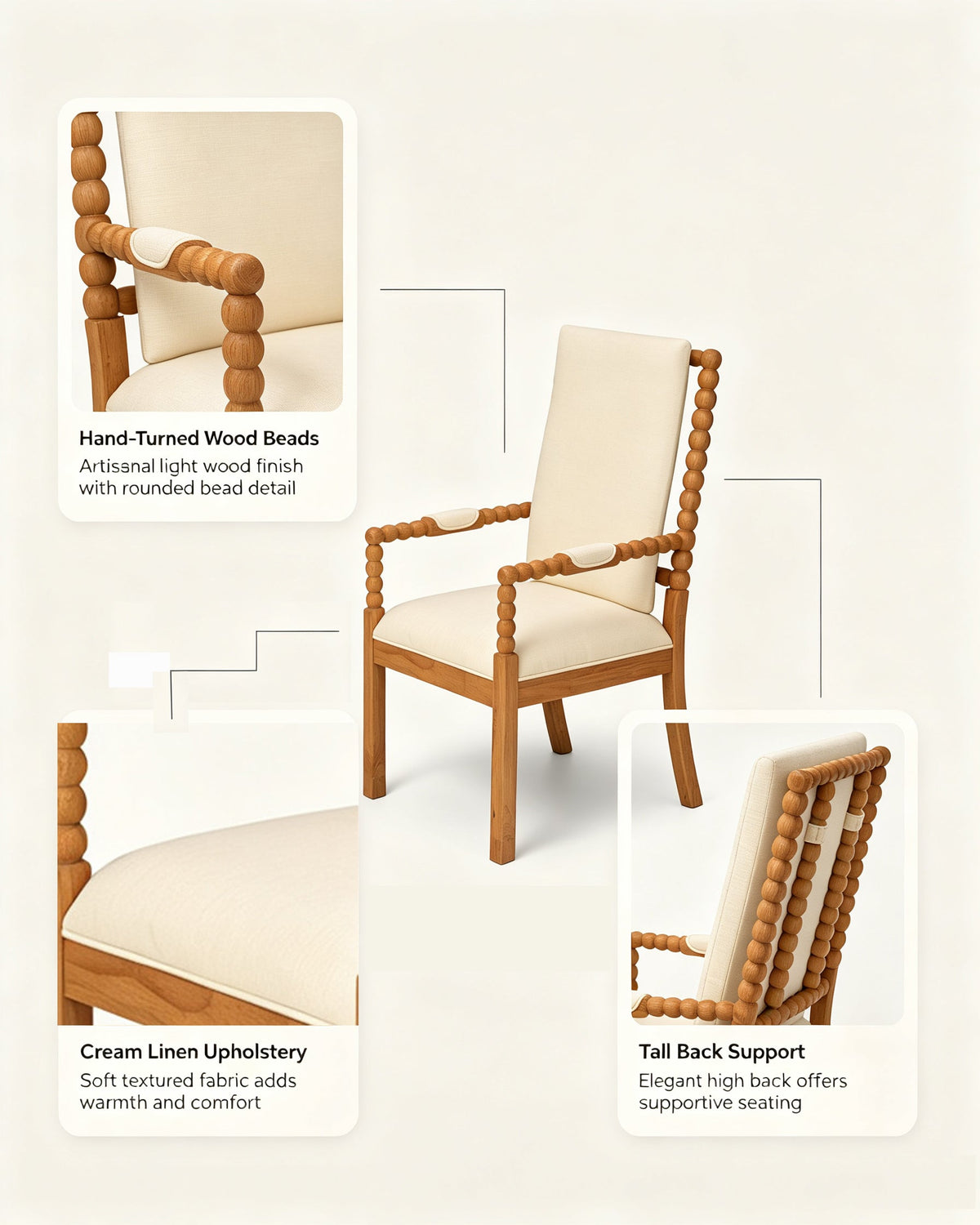 Set of 2 Rubber Wood Dining Chairs, photo 5 of 10