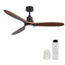 Ceiling Fan With Lights 3 Solid Wood Fan Blade Noiseless Reversible Motor Remote Control - Black by Unique Piece Furniture