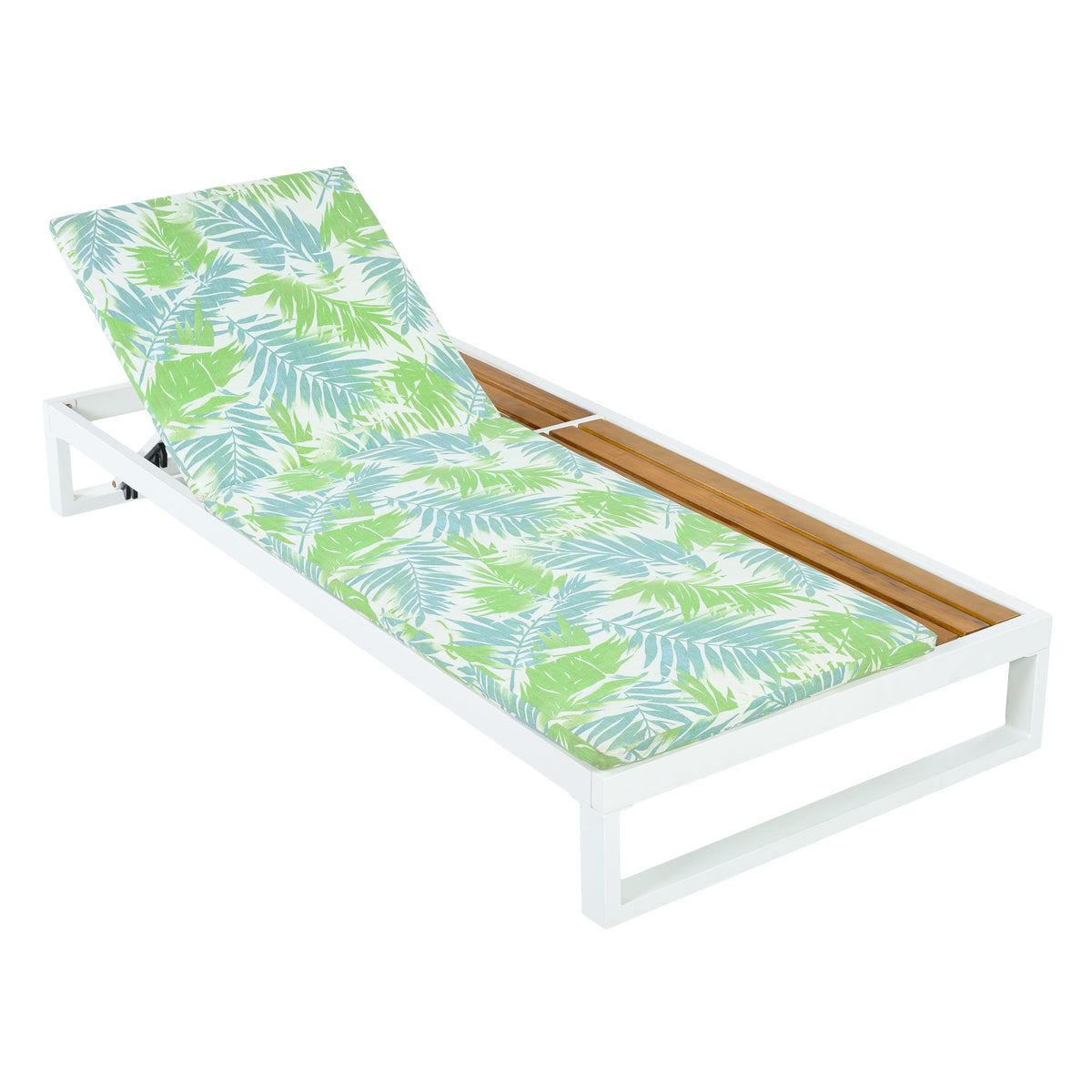 White Iron & Teak Finish Chaise Lounge Set, photo 9 of 10