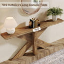 Long Console Table With Geometric Base - Oak by HouseOfZazla