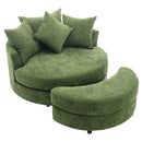 360° Swivel Accent Barrel Chair With Storage Ottoman & 4 Pillows, Modern Leisure Chair Round Accent For Living Room by HouseOfZazla