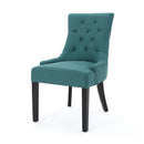 Dining Chair Set of 2 With Upholstered Diamond Tufting And Espresso Birch Legs - Teal by HouseOfZazla