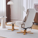 Upholstered Heated Massage 360° Swivel Accent Chair With Ottoman by HouseOfZazla