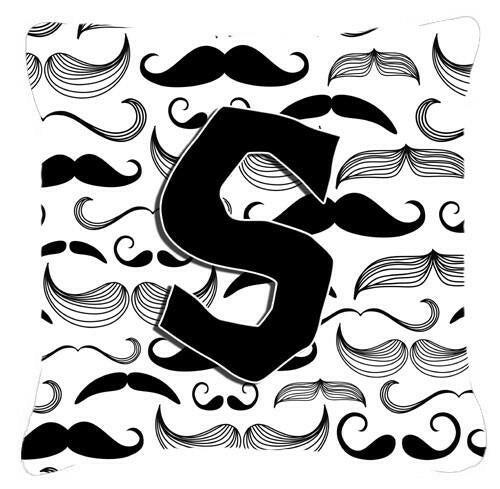 Letter S Moustache Initial Canvas Fabric Decorative Pillow CJ2009-SPW1414