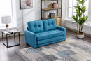 59.4" Loveseat Sofa with Pull-Out Bed Modern Upholstered Couch with Side Pocket for Living Room Office, Blue