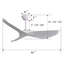 Indoor Ceiling Fan Without Light, 6 Speeds Reversible DC Motor, 3 ABS Blade Ceiling Fan White For Bedroom - White