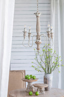 4 - Light Wood Chandelier, Hanging Light Fixture with Adjustable Chain for Kitchen Dining Room Foyer Entryway, Bulb Not Included