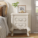 Carved Nightstand With 2 Drawers, Bedside Table - White by HouseOfZazla