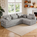 Modern L-Shape Modular Sectional Sofa, Compressed Design