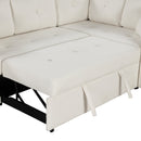 87.4" L-shape Sofa Bed Pull-out Sleeper Sofa with Wheels, USB Ports, Power Sockets for Living Room, Beige