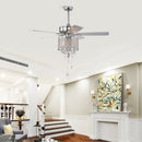 52'' Classical Crystal Ceiling Fan Lamp  3 Speed Hand Pull Chain (High, Mid, Low), 5 Reversible Blades for Living Room, Dining Room, Bedroom, Family Room, Chrome  ,3PCS*E12  (NO Include Bulb )