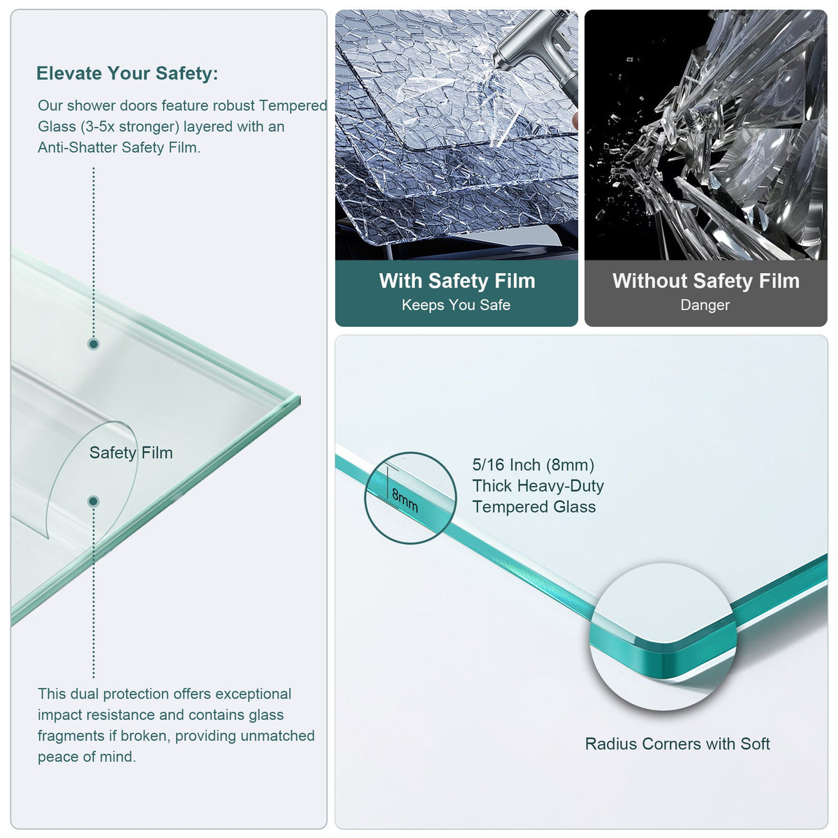 Modern Single Slide Shower Door, Tempered Glass, Stainless Steel Frame, photo 16 of 21