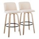 Toriano - Mid-Century Modern Fixed Height BarStool With Round Footrest (Set of 2) by HouseOfZazla