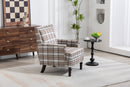 Upholstered Accent Chair with Brown Linen Fabric and Nailhead Trim by HouseOfZazla