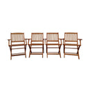 Foldable Patio Dining Set With 4 Folding Chairs For Indoor And Outdoor Use - Teak