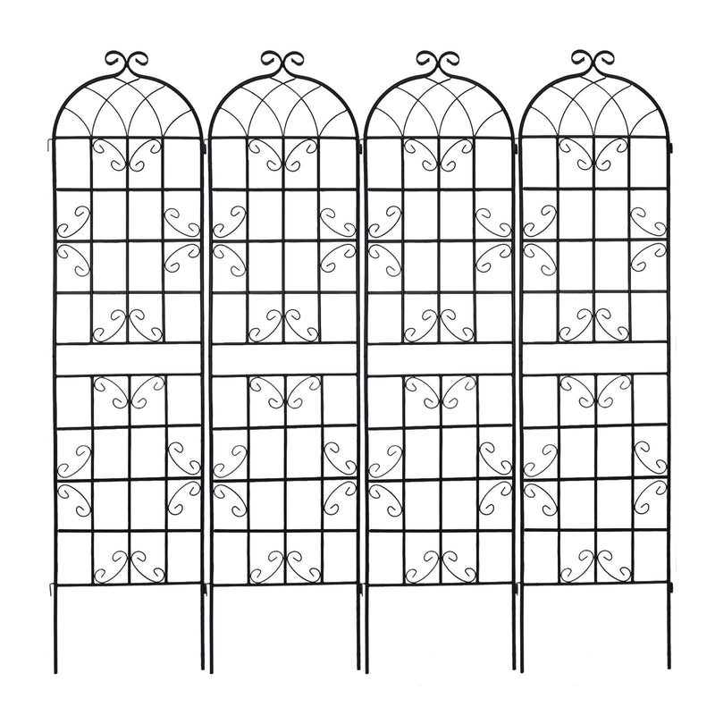 4 Pack Metal Garden Trellis 86.7" x 19.7" Rustproof Trellis for Climbing Plants Outdoor Flower Support Black