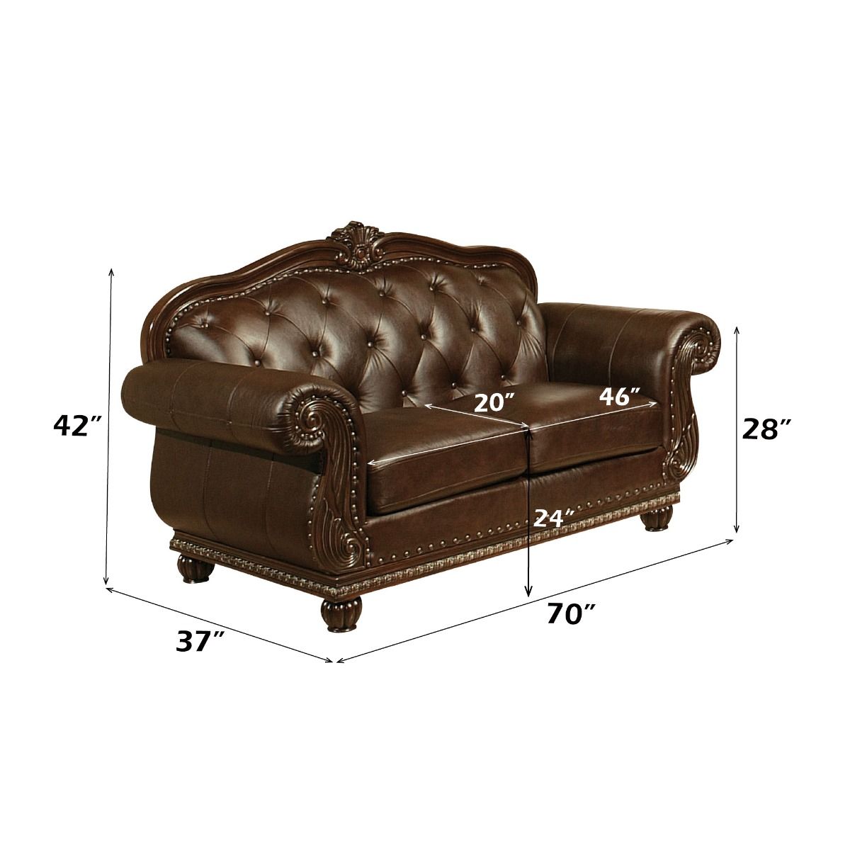 Anondale - Loveseat - Espresso Top Grain Leather Match & Cherry, photo 5 of 5