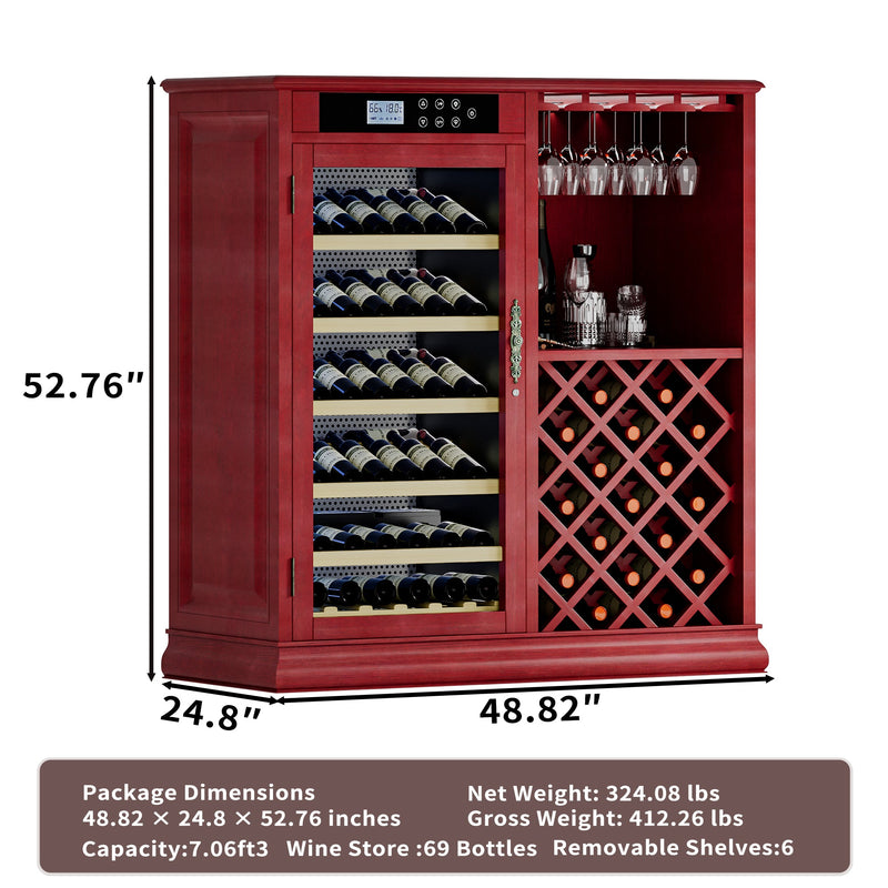 69 Bottles Wood Wine Refrigerator Cabinet, photo 10 of 10