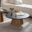 Round Coffee Table with Sturdy Pedestal Design