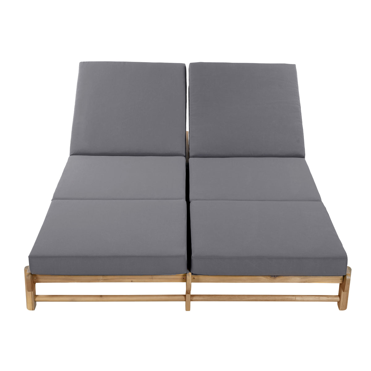 Light Teak Acacia Wood Double Chaise Lounger Set, photo 5 of 10