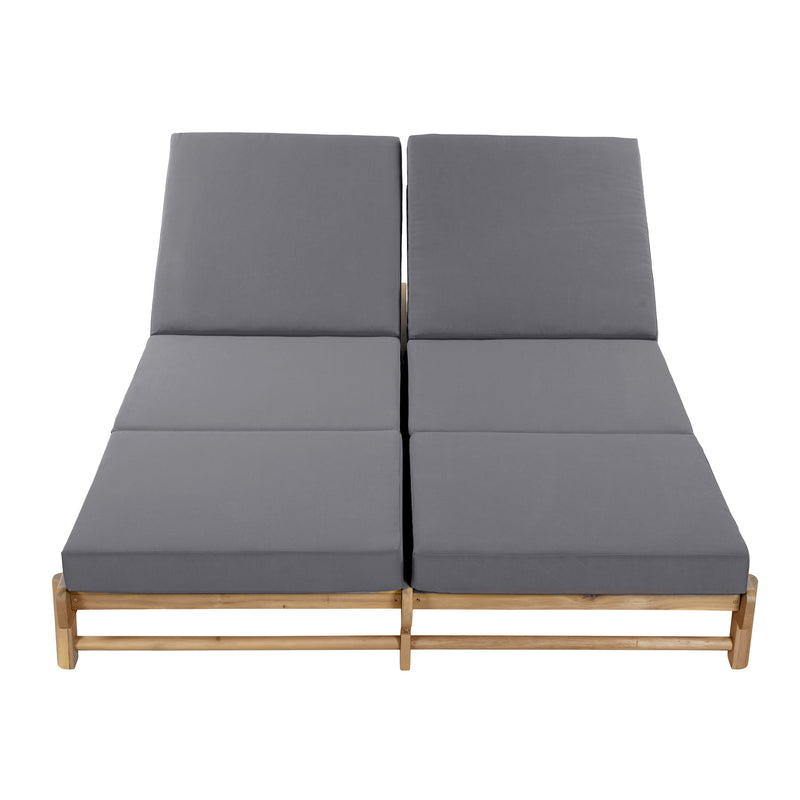 Light Teak Acacia Wood Double Chaise Lounger Set, photo 5 of 10