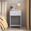 Nightstand With Drawer And Open Shelf, Scalloped Edge Bedside Table by HouseOfZazla