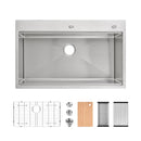Stainless Steel Kitchen Sink, 36"x22" Single Bowl, Overmount, Brushed by HouseOfZazla