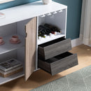 Wooden Display Rack, Cabinet With Drawer, Holds 6 Wine Glass - White / Dark Taupe by Unique Piece Furniture