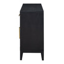 6-drawer and 2-Cabinet Retro Sideboard with Extra Large Storage Space, with Gold Handles and Solid Wood Legs, for Kitchen and Living Room (Black)