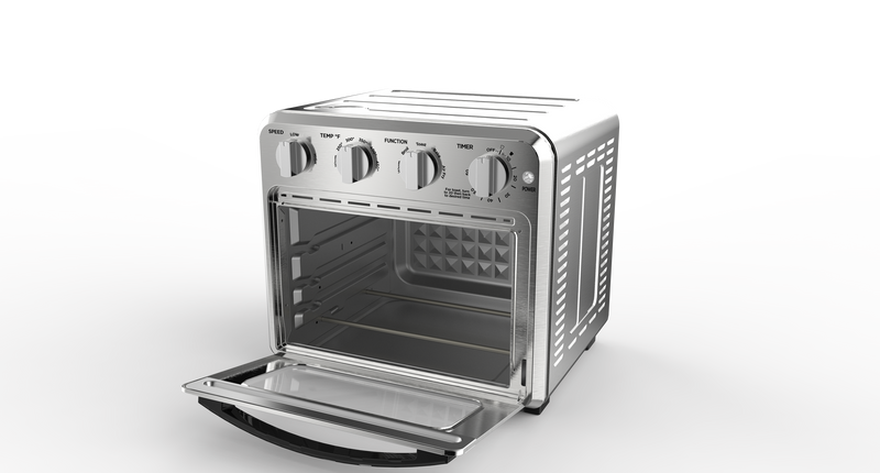 Geek Chef Air Fryer Toaster Oven Combo, 4 Slice Toaster Convection Air Fryer Oven Warm, Broil, Toast, Bake, Air Fry, Oil-Free, Accessories Included, Stainless Steel, Silver (16QT Air Fryer Oven)