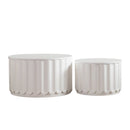 White Round Storage Table Set with Lift-Off Lid