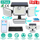 2 Pack Solar Powered Wall Lights IP44 Waterproof Motion Sensor Lights with 4 Adjustable Heads 333Pcs LED Beads 120¡ Sensing Angle Remote Control for Y