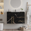 35.2 in Floating Bathroom Vanity with Sink and Faux Marble Top