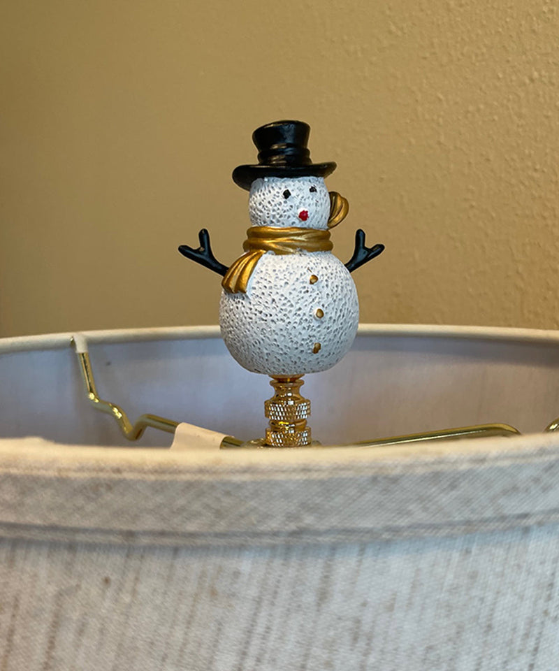3.7"H Silver and Gold Christmas Snowman Polished Brass Base Lamp Finial, photo 5 of 5