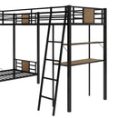 L-Shaped Twin Over Twin Bunk Bed With Twin Size Loft Bed With Desk And Shelf - Brown by HouseOfZazla