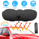 57x33In Foldable Car Sun Umbrella Universal Sun Blocker Shield Shade Silver Titanium Sun Protector with Carry Bag for Car Truck SUV