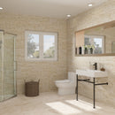 30" Bathroom Console Sink with Overflow, Ceramic Console Sink White Basin Black Legs