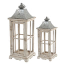 Wooden Candle Lantern Decorative, Hurricane Lantern Holder Decor For Indoor Outdoor, Home Garden - Ivory by HouseOfZazla