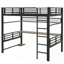 Full Size Loft Bed Frame With Storage Shelf And LED Light - Black by HouseOfZazla