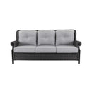 Lassen wicker living room set: 1 three-seater sofa and 2 swivel rocking chairs
