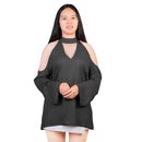 Off-the-Shoulder Blouse with V-Neck and Long Sleeves by LJGDeals