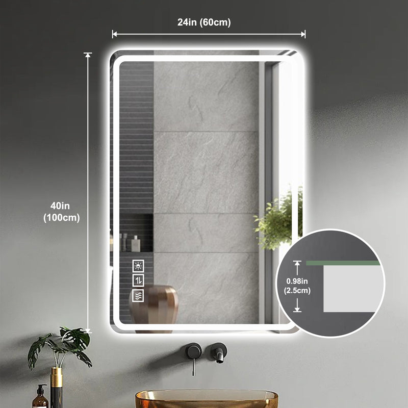 24X40 Inch LED Bathroom Mirror Vanity with Front Lights, photo 6 of 10