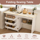 4 In 1 Folding Sewing Table With Lockable Wheels, Multi Functional Craft Station - White by HouseOfZazla